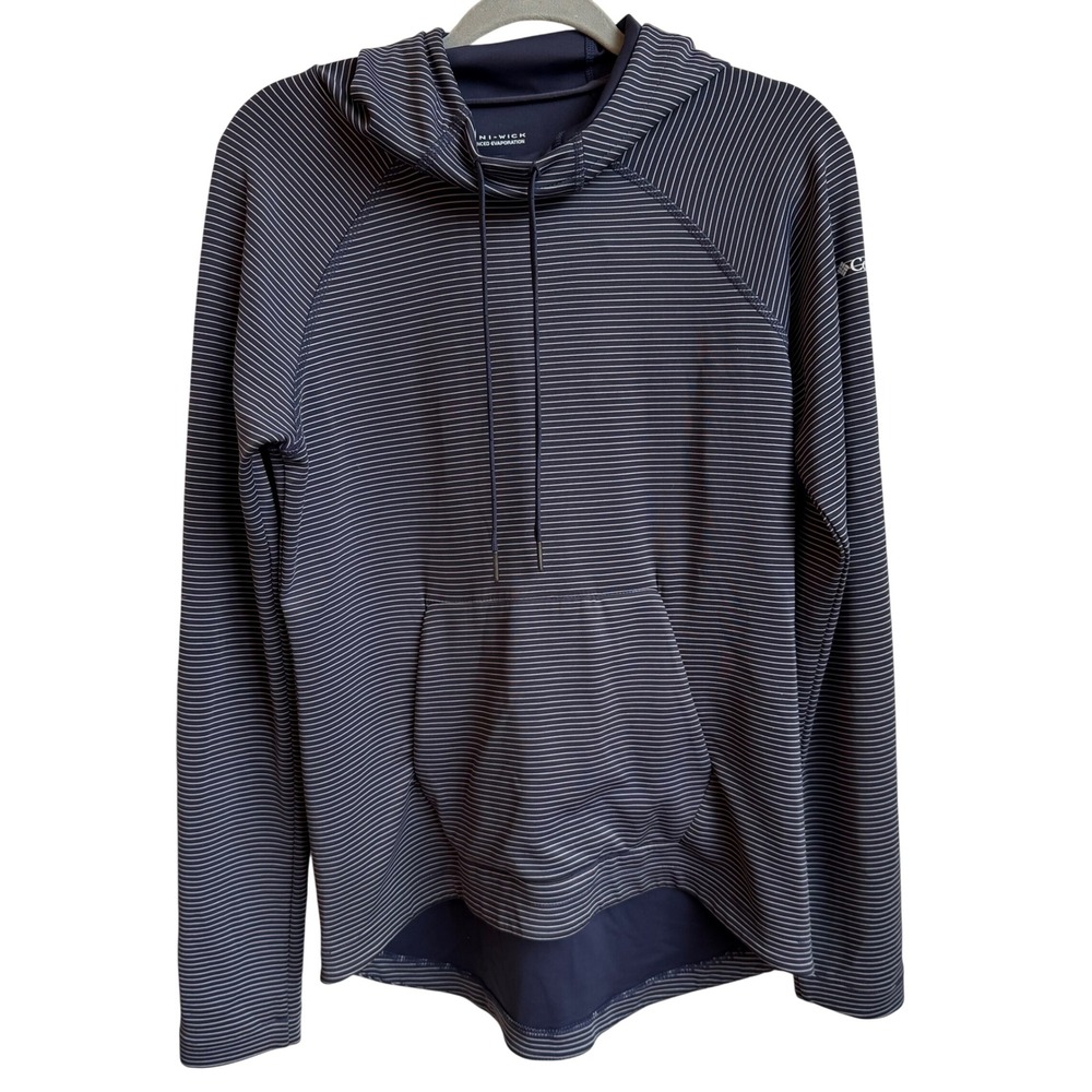 Columbia Hoodie Womens Small Navy Blue Striped Omni-Wick Pullover Activewear